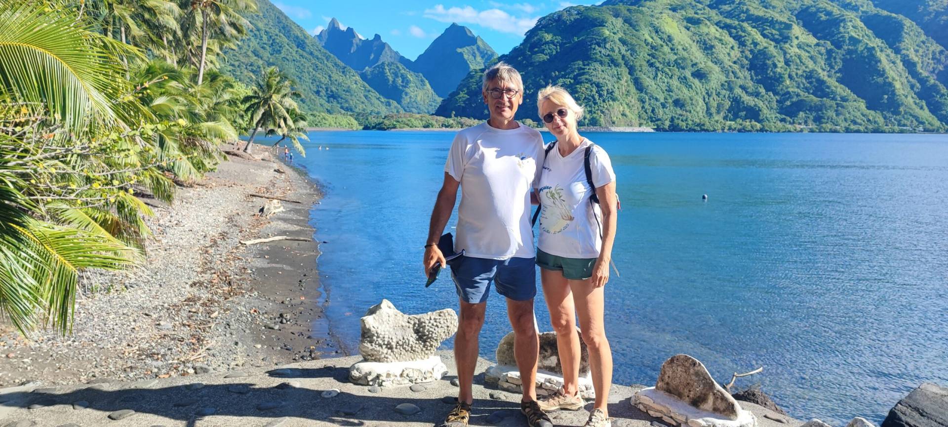 Valérie et Thierry à Tautira pendant leur fabuleux TiTi's Tahiti Tour